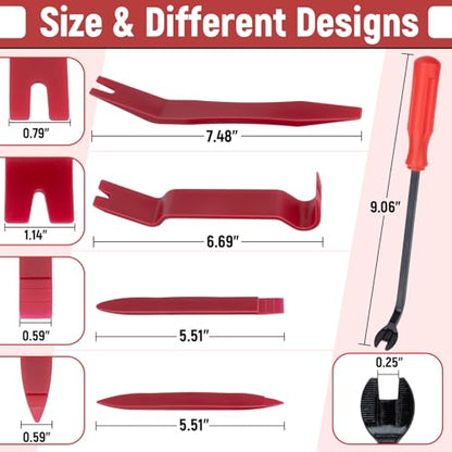 BFXM 5PCS Auto Trim Removal Tool kit, Car Clip Pry Tools Kit No Scratch Plastic, Car Door Panel Rivet Pliers Tool Kit, Automotive Interior Fastener Puller Remover Body Repair Set for Car (Red) - color: Red