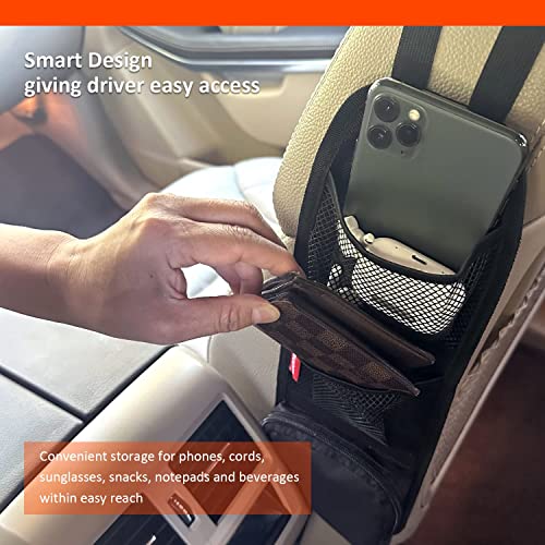 Car Seat Side Organizer, Auto Seat Storage Hanging Bag, Phones, Drink, Stuff Holder with Mesh Pocket for Cars, SUV & Truck - color: Black