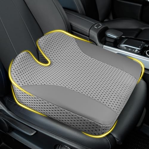 Lofty Aim Car Seat Cushion: Ergonomic Memory Foam Cushion for Driving and Long Drives, for Sciatica and Back Pain, Seat Pillow for Car, Truck, Office Chair, Home, Wheelchair - Gray - color: Gray