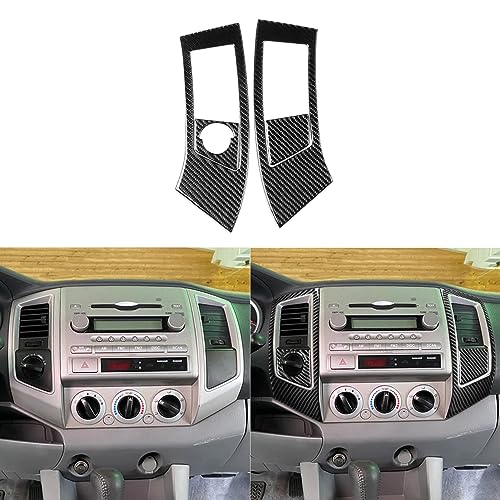 Real Soft Carbon Fiber Car Central A/C Air Conditioner Outlet Vent Panel Frame Trim Sticker Auto Premium Interior Accessories Compatible with Toyota Tacoma 2009 2010 2011 Black(Type D) - color: Central Ac Vent D, size: Black Carbon Fiber