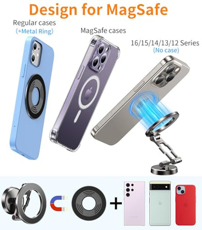 kaistyle for Magsafe Car Mount【Tri-fold & All Metal】Magnetic Phone Holder for Car Phone Holder Mount Dashboard Cell Phone Holders for Your Car Accessories for Women Men for iPhone 17 Pro Max 16 15 14