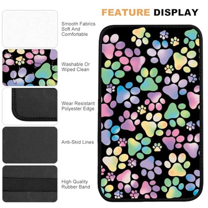 Universal Car Center Console Cushion Pad,Dog Paw Print 2 Car Armrest Pad Car Armrest Seat Box Cover Protector for Most Vehicle, SUV, Truck, Car - color: Dog Paw Print 2