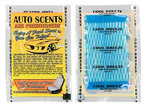 Individually Wrapped - Professional Car Air Freshener Pads - Remove Smells & Add Ambience (15 Per Pack) (Cool Breeze) - color: Cool Breeze
