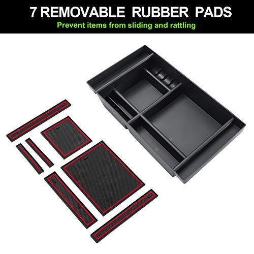 PIMCAR Center Console Organizer Compatible with 2019-2022 Chevy Silverado 1500/GMC Sierra 1500 & 2020-2023 Chevy Silverado/GMC Sierra 2500 HD/3500 HD (Full Console w/Bucket Seats ONLY) Red Trim - color: 19-22 1500 & 20-23 2500HD & 3500HD Red