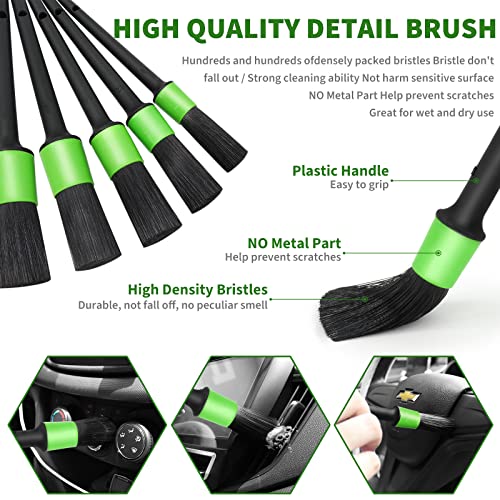 18Pcs Car Detailing Kit, Interior Car Cleaning Kit, Leather & Textile Car Interior Brush, Car Detailing Brush Set with Windshield Cleaning Tool Complete Car Interior Care Kit