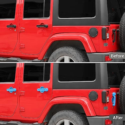 Exterior Door Handle Cover Tailgate Handle Cover Recess Guard Compatible with 2007-2017 Jeep Wrangler JK JKU Sports Sahara Freedom Rubicon Unlimited, Light Blue, 15PCs - color: Light Blue