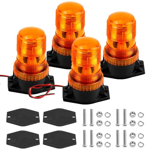 QWORK Amber Led Strobe Lights, 4 Pack Warning Emergency Flashing Beacon Lights - size: 4 Pack