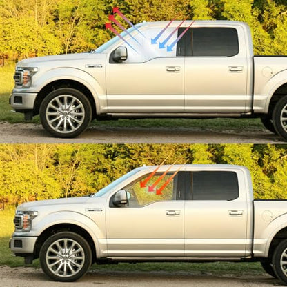 Front Side Window Sun Shade for 2010-2025 Dodge RAM 2500 3500 QuadCab CrewCab MegaCab 4Door, Foldable Window Sunshade Sun Visor Protector, Side Window Shades Blocks UV Rays Heat, Pack of 2 - size: Silver & Black-Fit 2010-2025 Dodge RAM 2500 3500