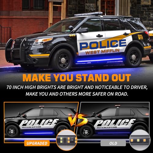 XRIDONSEN 2PCS 60 inch Blue Running Board Emergency Lights Strip 720 LED Strobe Lights Flashing Warning Safety First Responder Light for Police Firefighter Vehicles Ambulance Trucks Pickup SUV - color: Blue