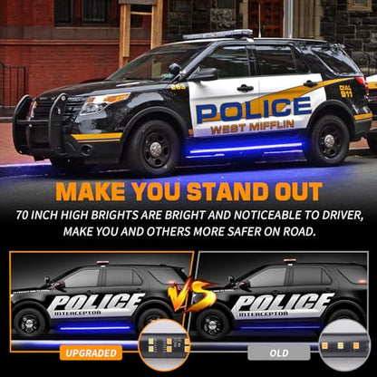 XRIDONSEN 2PCS 60 inch Blue Running Board Emergency Lights Strip 720 LED Strobe Lights Flashing Warning Safety First Responder Light for Police Firefighter Vehicles Ambulance Trucks Pickup SUV - color: Blue