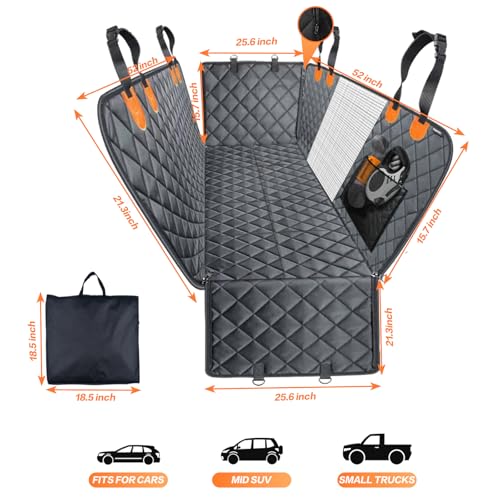 Back Seat Extender for Dogs,Hard Bottom Dog Car Seat Cover for Back Seat,Waterproof Dog Hammock with Door Protection, Anti-Scratch Pet Back Seat Cover for Car, SUV, Truck, Holds 420lbs, Black - size: Floor Laying