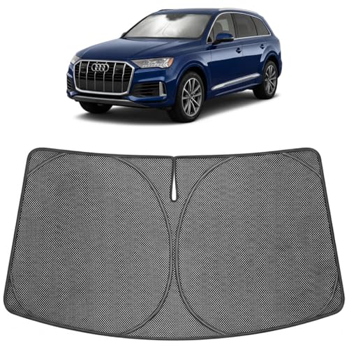 Proadsy Windshield Sun Shade Custom Fit Audi Q7 2016-2026 Ice Crystal Black Front Window Sunshade UV and Heat Blocker Foldable Visor Keeps Car Cooler for Summer Parking and Daily Use - size: 2016-2026 Audi Q7