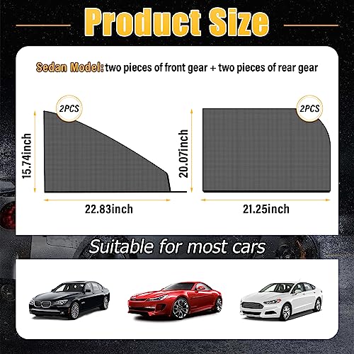 Kewucn 4 Pack Car Window Shades, Sun Rays Blocker & UV Protection for Baby Family Pet, Breathable Mesh Auto Window Covers, Elasticized Universal Window Screens for Most Cars (Car Front&Back) - size: Medium Car Front&back