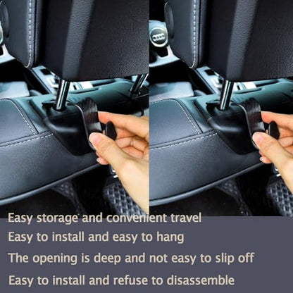 Car Seat Headrest Hook Universal Car Seat Hook Storage Rack S-Shape Plaid Black 4-Pack