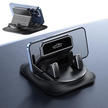 360 Degree Rotation Dashboard Phone Holder for Car, Anti-Slip Grips & One-Hand Operation Car Cell Phone Mount with Adjustable Spring Clip, Compatible with iPhone Samsung All Smartphones