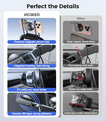 VICSEED Tesla Phone Mount【Strongest Magnet Power】 Foldable Hidden Tesla Phone Holder Fit for All Phones, Tesla Model 3/Y/Cybertruck Accessories, Tesla Model 3 Model Y for MagSafe Car Mount-Quicksilver - color: Quicksilver