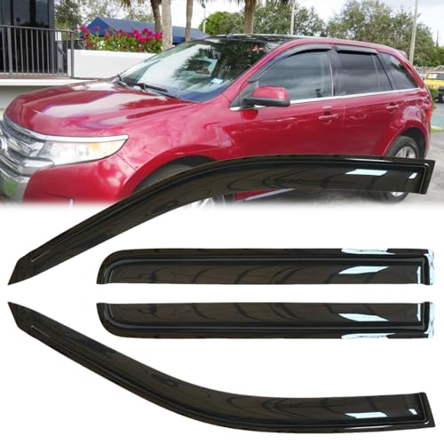 4pcs Original Shatterproof Outside Mount Style Rain Guard Durable Side Window Wind Deflectors Dark Smoke Vent Window Visors Compatible with 2007-2014 Edge 2007-2015 Lincoln MKX 94141 - size: for 2007-2015 Edge