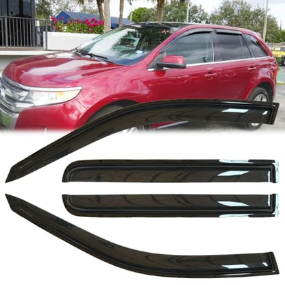 4pcs Original Shatterproof Outside Mount Style Rain Guard Durable Side Window Wind Deflectors Dark Smoke Vent Window Visors Compatible with 2007-2014 Edge 2007-2015 Lincoln MKX 94141 - size: for 2007-2015 Edge