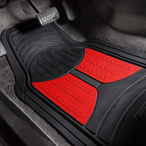 FH Group Monster Eye Full Set Rubber Floor Mats w. Trimmable Vinyl Trunk Liner/Cargo Mat Black- Fit Most Car, Truck, SUV, or Van (Red/Black) F11313- F16403 - color: Red, style: Floor Mat + Cargo Mat Set