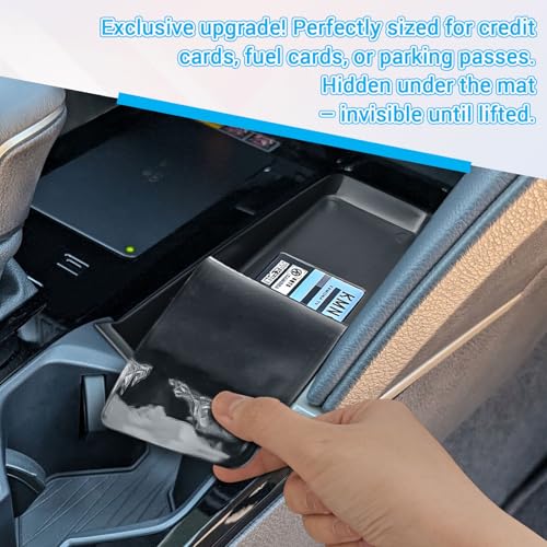 EDBETOS Gear Shift Side Insert Tray Compatible with 2025 2026 Toyota Camry Front Center Console Organizer Tray Interior Accessories, Hidden Card Slot Storage Box with Rubber Mats, Fits XSE XLE SE LE