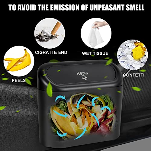 2 Packs Mini Car Trash Can Bin with Lid and 150pcs Trash Bags,Car Trash Can Bin,Car Garbage Trash Can Storage for Front Back Seat Accessories (2)…