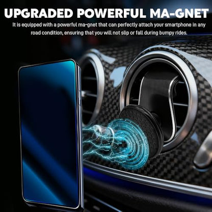 Strong Magnetic Car Phone Holder, Car Phone Mount Holder, 360° Rotatable L-Shape Air Vent/Dashboard Mount, Adjustable Air Vent Navigation Magnetic Smartphone Bracket for Auto SUV (Black) - color: Black