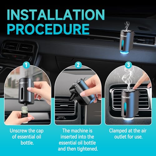 Featwell Car Air Freshener, Air Freshener Diffuser Three Adjustable Modes, Aromatherapy Machine Rechargeable (Grey) - color: Grey