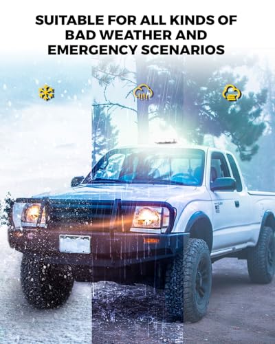 Xprite Upgraded 12" 72LED Rooftop Mini Strobe Lights, Emergency Safety Flashing Beacon Light Bar with Magnetic Base for 12V-24V Construction Vehicles, Trucks, Snow Plow, Postal Car (White) - color: White