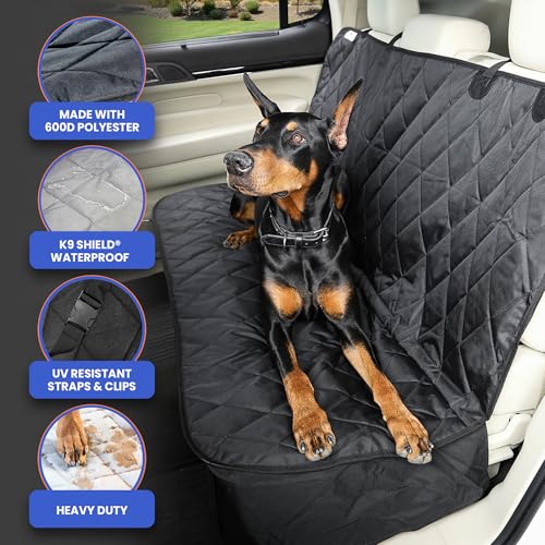 4Knines Back Seat Pet Cover for Dogs w/o Hammock – 54" Wide, Waterproof Car Seat Cover, Non-Slip, Heavy-Duty – Fits Cars, SUVs, Small Trucks – 2 Seat Belt & Latch Access – Back Seat Protector (Grey) - color: Grey