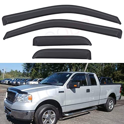 Set of 4 Front+Rear Smoke Sun Rain Guard Outside Mount Tape-On Acrylic Window Visors Compatible with 04-14 F-150 Super/Extended Cab with Half Size Suicide Back Doors - size: For 2004-2014 Ford F150 Extended Cab