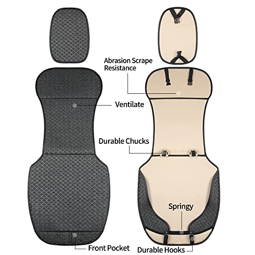 Breathable Car Seat Cover,Luxury Front Seat Cover,Durable and Non Slip,Polyester Silk Material, Universal Car Seat Cushion,Suitable for All Seasons,Airbag Compatible. (Black，2PCS) - color: Black-Front 2pcs