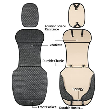 Breathable Car Seat Cover,Luxury Front Seat Cover,Durable and Non Slip,Polyester Silk Material, Universal Car Seat Cushion,Suitable for All Seasons,Airbag Compatible. (Black，2PCS) - color: Black-Front 2pcs