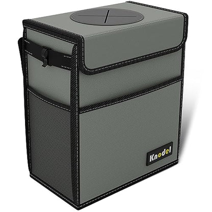 K KNODEL Car Trash Can, Waterproof Garbage Can, Trash Bag with Lid, Leak-Proof Car Bin, Trash Hanging Bag for SUV (Large, Gray) - color: Gray, size: Large