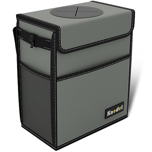 K KNODEL Car Trash Can, Waterproof Garbage Can, Trash Bag with Lid, Leak-Proof Car Bin, Trash Hanging Bag for SUV (Large, Gray) - color: Gray, size: Large
