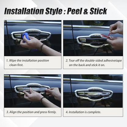 AUCERAMIC Glossy Black Exterior Door Handle Cover Trim W/ 4 Smart Keyhole Fit 2014-2022 Chevy Chevrolet Impala Malibu Volt Equinox Traverse Camaro GMC Acadia Terrain Caps Overlay