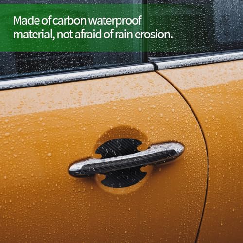 8PCS Carbon Fiber Anti Scratch Stickers - Universal Car Door Handle Paint Guard Cover, Door Handle Cup Protective Film for Most Vehicles - color: Black
