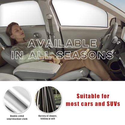 4 PCS Car Side Window Sun Shades, Magnetic Front Rear Window Shades for Sun Heat Blocking & UV Protection, Auto Privacy Sunshade Curtain for Baby Camping, Car Accessories (Silver) - color: Silver
