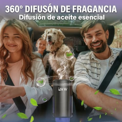 LWW Smart Car Air Freshener - 3 Levels Strength with Ventilation Clip, Rechargeable Car Fragrance Atomizer - with 8 10ml Bottles of Fragrance, Long Lasting Oil Diffuser (Black) - color: Black