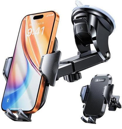 andobil 【True Military-Grade Phone Holders for Your Car 【89+ LBS Strongest Suction & Clip】 2026 Ultimate Car Phone Holder, Dashboard Windshield Vent Cell Phone Car Mount for iPhone Sumsung Android - color: Black