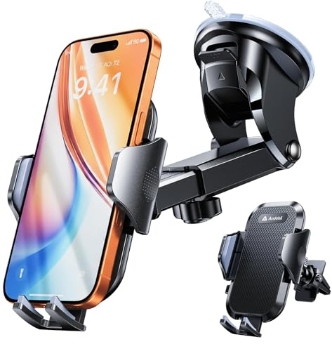 andobil 【True Military-Grade Phone Holders for Your Car 【89+ LBS Strongest Suction & Clip】 2026 Ultimate Car Phone Holder, Dashboard Windshield Vent Cell Phone Car Mount for iPhone Sumsung Android - color: Black