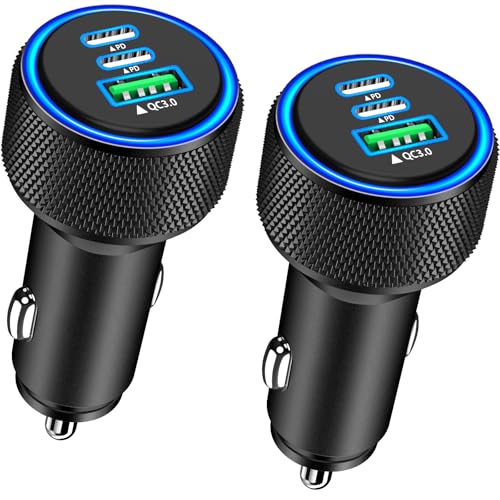 USB C Car Charger, Rombica 2Pack 3-Port 67W Dual PD USB-C&USB-A Car Power Cigarette Lighter USB Charger 3 in 1 PD/QC Type C Fast Car Charge for iPhone 17 17 Pro Max 16 15 14 13 12/Galaxy S26 S25/Pixel - color: Jet Black