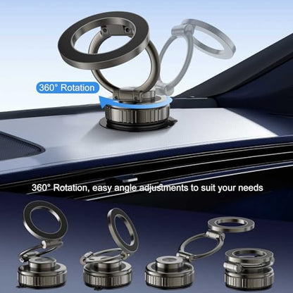 Phone Holders for Your Car, [80+LBS Strongest Suction & 2800gf Magnetic] 360° Adjustable Foldable Vacuum Magnetic Suction Car Cell Phone Holder Mount Compatible for MagSafe iPhone Car