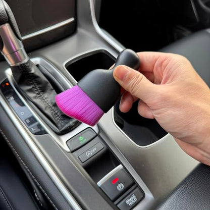 Car Detailing Brush, Soft Bristle Cleaning Brush, Scratch-Free Auto Duster Tool for Dashboard, Air Vents, Leather & Interior Cleaning (Black&Purple&Rose) - color: Black&Purple&Rose
