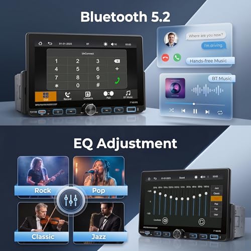 Single Din Radio Car Stereo with Wireless/Wired CarPlay & Android Auto, 7'' Single Din Touchscreen with BT,Mirror Link,FM/AM/RDS,EQ,USB/Type-C,Rear View Camera,SWC,Mic - style: Dual USB & Bottom Buttons