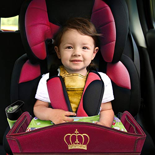 Coolmum Kids Travel Tray, Toddler Car Seat Tray, Double Sided Activity Organizer, Snack Lap Tray, Baby Stroller Table, Airplane Play Table, Waterproof and Foldable (Premium Red) - color: Premium Red