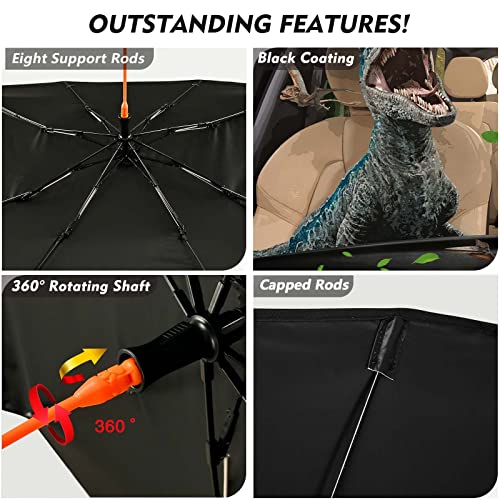Funny Dinosaurs Car Shade Front Windshield Sun Shade Foldable Car Shade Umbrella Keep Vehicle Cool for Most Vehicles Windshield Umbrella - color: Dinosaurs