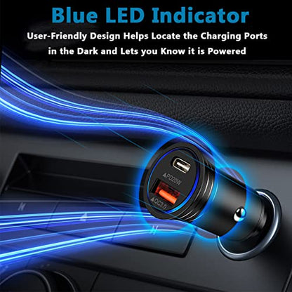 USB C Car Charger, 38W Fast Charge Car Charger Adapter PD&QC 3.0 Dual Port Cigarette Lighter USB Plug for iPhone 17e 17 Pro Max Air 16e 16 15 14 13 12 11 SE XR XS X 8, Samsung Galaxy S26 S25 S24 S23
