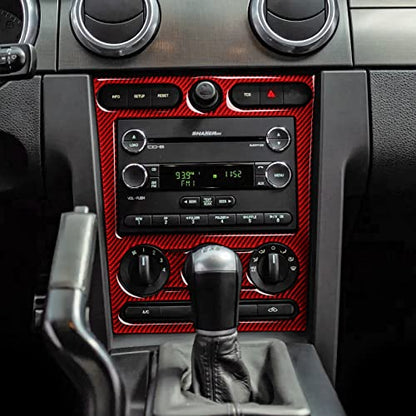 Car Carbon Fiber Decal Center Console CD Panel Sticker for Ford Mustang GT Shelby 2005 2006 2007 2008 2009 S197 Accessories - color: Center Console CD Panel