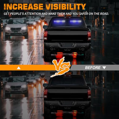 XRIDONSEN 2 in 1 Blue White Emergency Traffic Advisor Light Bar 144 LED Warning Safety Strobe Interior Front Rear Dash Windshield Lights for Firefighter Police Ambulance Vehicles Trucks (2x17.7 inch) - color: Blue/White