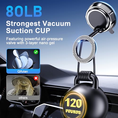 Qifutan for MagSafe Car Phone Holder Mount Phone Mount for Car Windshield Dashboard Air Vent Universal Hands Free Automobile Cell Phone Holder Fit for iPhone Smartphone Camera Mounts - style: Dash-E